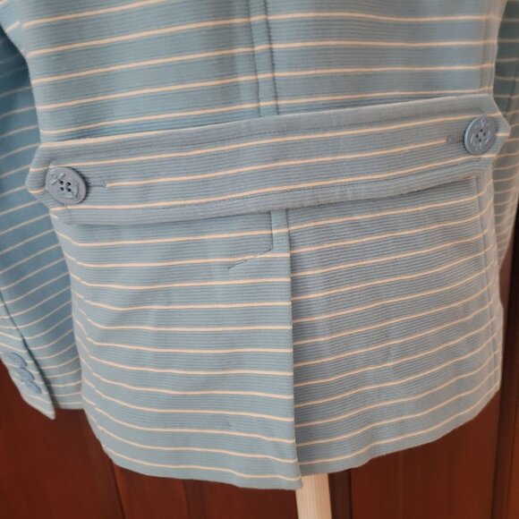 Talbots Womens Blue & White Striped Button-Front Jacket L Blazer - Picture 6 of 7